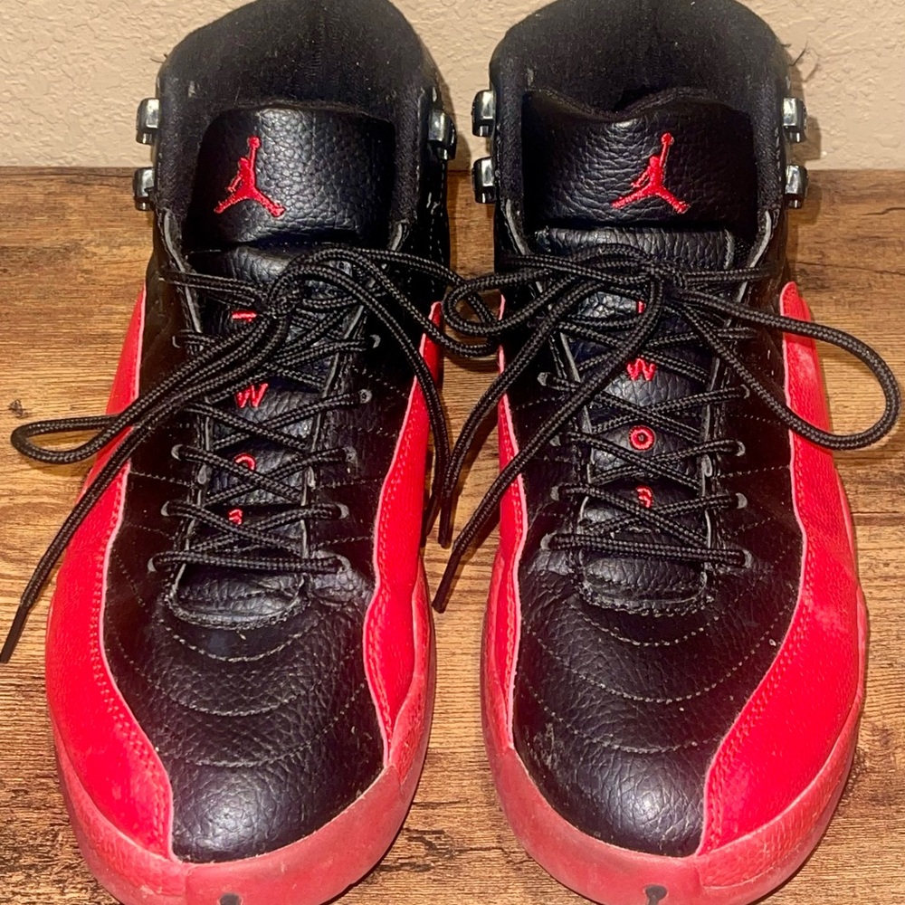 Jordan 12 Black and Red Sneakers